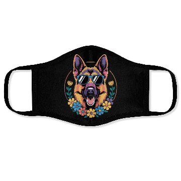 Discover Trendy German Shepherd in Floral Style Face Masks