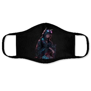 Discover Cyberpunk Catgirl Face Masks