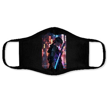 Discover Cyberpunk Samurai Girl Face Masks