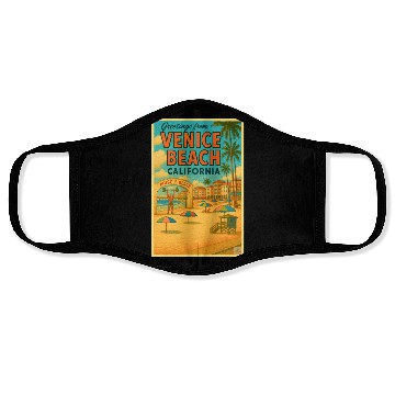 Discover Venice Beach Vintage Postcard Face Masks