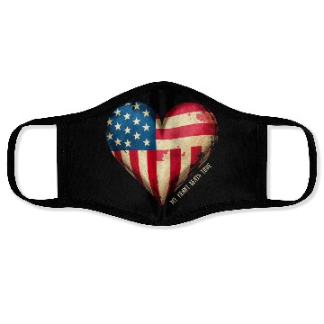 Discover My Heart Beats True American Flag Face Masks