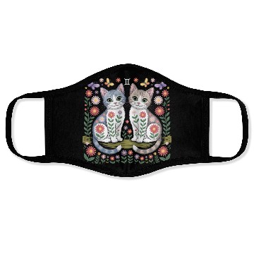 Discover Gemini Zodiac Twin Cats Art Face Masks