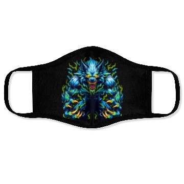 Discover Neon Alpha Howler – Electric Werewolf Rage Face Masks