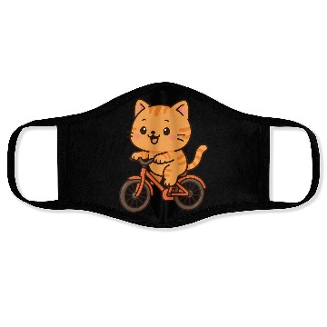 Discover Happy Cat Riding a Bike Face Masks