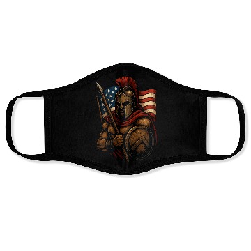 Discover Spartan Warrior American Flag Face Masks Design