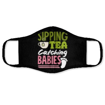 Discover Midwife Sipping Tea Catching Babies Face Masks