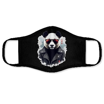 Discover Cool Panda with Sunglasses & Leather Jacket Face Masks