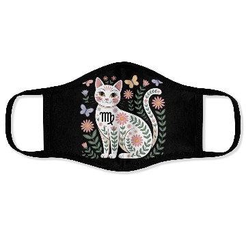 Discover Virgo Zodiac Cat with Daisies Face Masks
