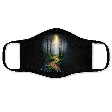 Discover Silhouette Face with Forest Path Face Masks.