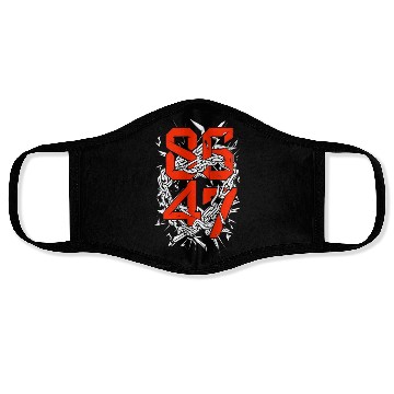 Discover Bold "8647" Chains & Numbers Graphic Art Face Masks