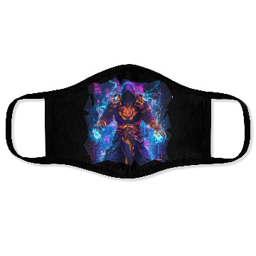 Discover Bright Magician With Energy Aura In Neon Colors Face Masks
