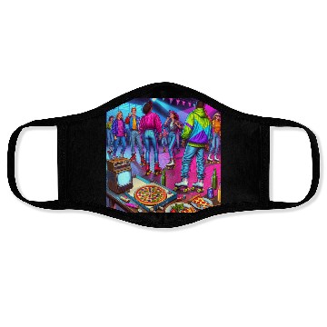 Discover Vibrant Retro Festival Gathering Face Masks