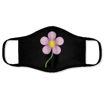 Discover Cute Pink Embroidered Flower Illustration Face Masks