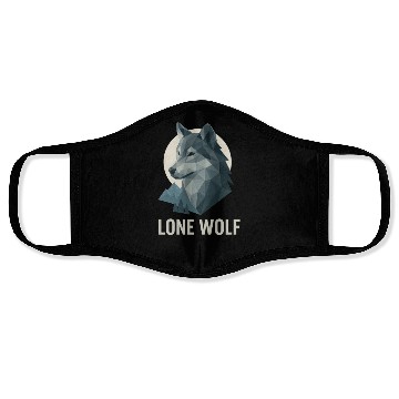 Discover Lone Wolf – Geometric Wolf Head under Moon Wildern Face Masks