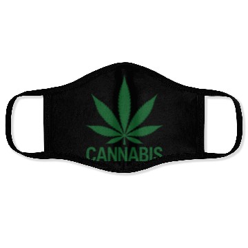 Discover Cannabis Hemp Leaf Statement Green Look Face Masks