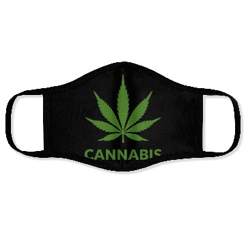 Discover Cannabis Hemp Leaf Statement Green Look Face Masks