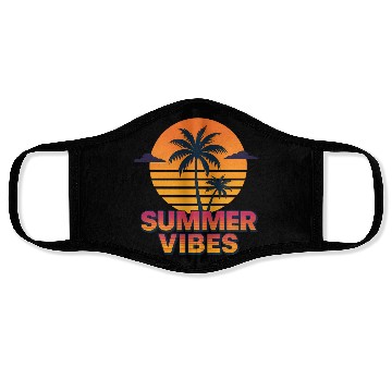Discover Sunset Palm Trees Summer Design Face Masks