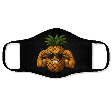 Discover Cool pineapple sunglasses muscles biceps fruit Face Masks