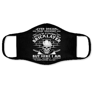 Discover Bricklayer Grumpy Old Skull Humor Quote Face Masks