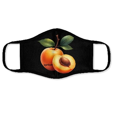 Discover Apricot branch with green leaves Face Masks