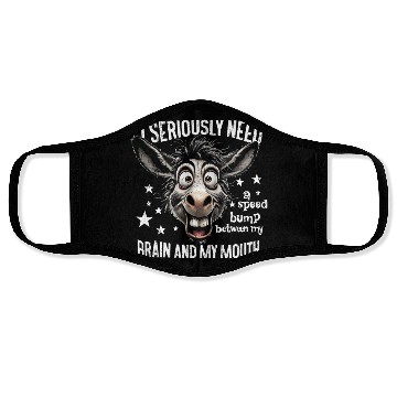 Discover Humorous Eccentric Donkey Illustration Face Masks
