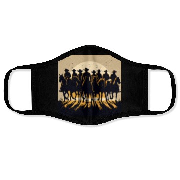Discover Western Sunset Cowboy Scene Face Masks