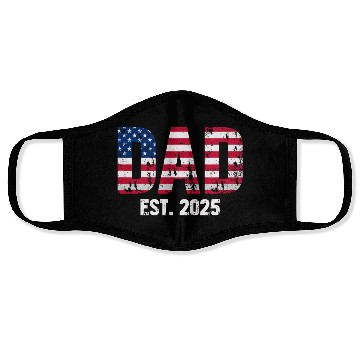 Discover Dad Est. 2025 American Flag New Dad Design Face Masks