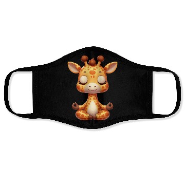 Discover Cute giraffe yoga meditation relaxation cartoon Face Masks