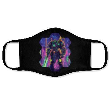Discover Bright Sci Fi Warrior In Neon Colors Face Masks