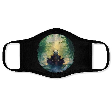 Discover Panda Meditates In A Bright Bamboo Forest Face Masks