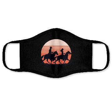 Discover Equestrian Sunset Silhouette Face Masks