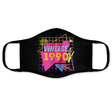 Discover 1990 Birthday Gift Retro Neon 90s Style Face Masks