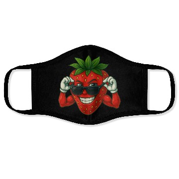Discover Cool strawberry with sunglasses in summer Face Masks