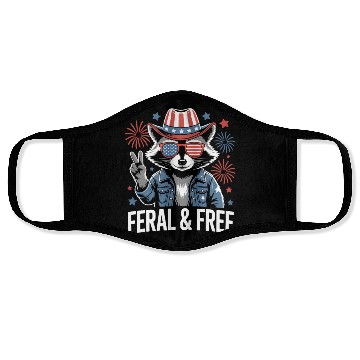 Discover Feral And Free Patriotic Raccoon Face Masks