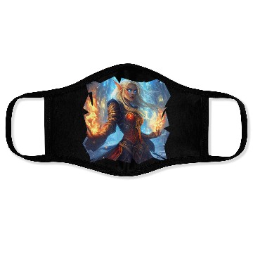 Discover Fire Elf Sorceress with Blazing Spell Power Face Masks