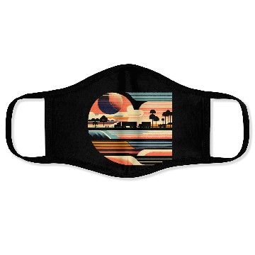 Discover Vintage Sunset Drive Face Masks