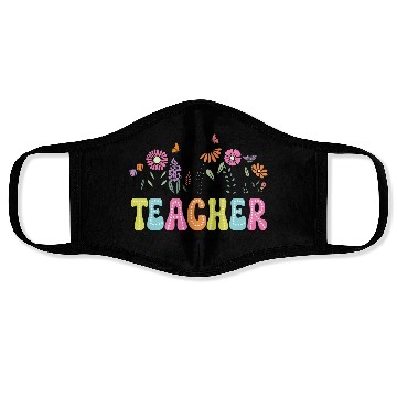 Discover Teacher Flower Floral Dalmatian Dots Face Masks