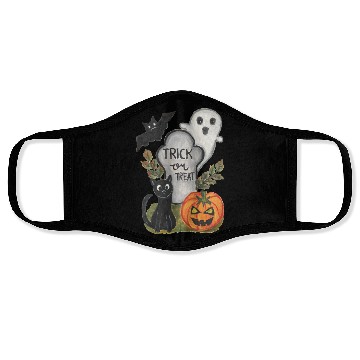 Discover Halloween trick or treat theme watercolor artwork Face Masks