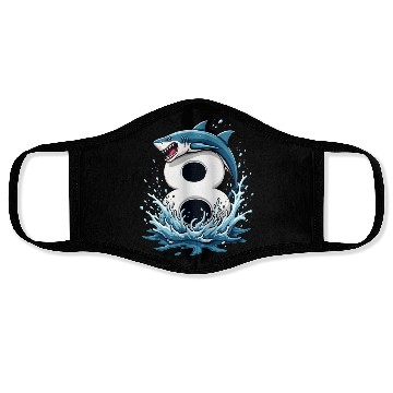 Discover Shark Children Birthday Number 8 Splash Face Masks