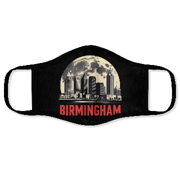 Discover Birmingham City Albm Skyline Full Moon Face Masks
