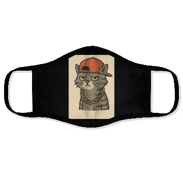 Discover Urban Cat Gangster Illustration Face Masks