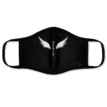 Discover White Angel Wings Symbol with Futuristic Tribal Face Masks