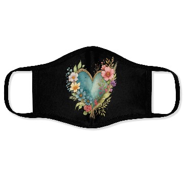 Discover Watercolor Floral Heart Graphic | Romantic Botanic Face Masks
