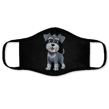 Discover Adorable Schnauzer Pup Illustration With Big Eyes Face Masks