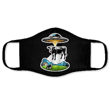 Discover Alien UFO cow abduction Face Masks