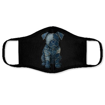 Discover Cute Denim Patchwork Art Dog Face Masks