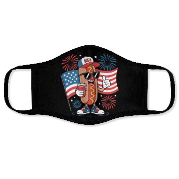 Discover 4th Of July Hotdog American Flag Patriotic Firewor Face Masks