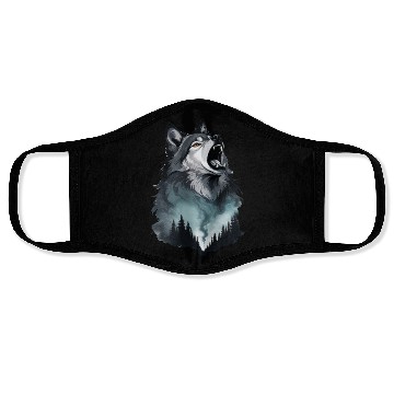 Discover Howling Wolf Under the Northern Sky Face Masks