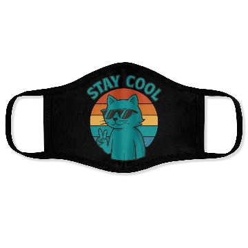 Discover Stay Cool Cat – Retro Vibes Face Masks