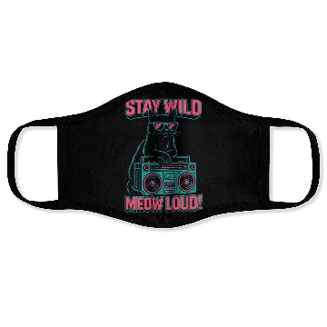 Discover Stay Wild Meow Loud Retro Cat Quote Face Masks